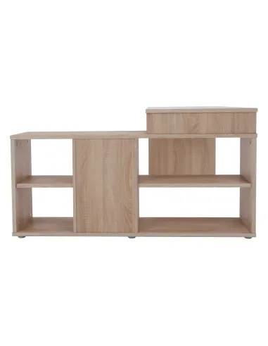 Masă PC de colț NOE, 135x135x74 cm, PAL melaminat stejar sonoma/alb | MobilaOK