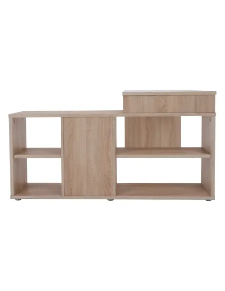Masă PC de colț NOE, 135x135x74 cm, PAL melaminat stejar sonoma/alb | MobilaOK