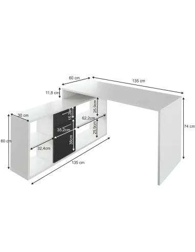 Masă PC NOE NEW, birou, 135x135x74 cm, PAL melaminat | MobilaOK