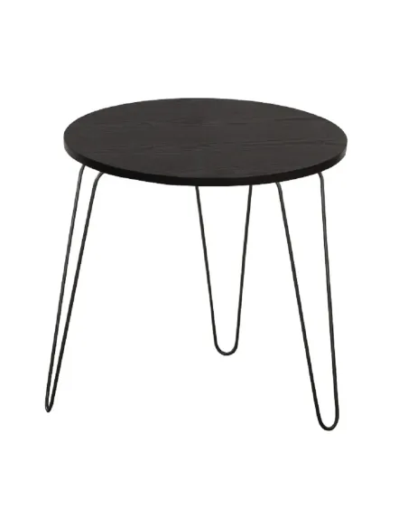 Măsuță portabilă RONIN, living/dormitor/birou, 48x48x48 cm, MDF cu finisaj stejar negru și metal | MobilaOK