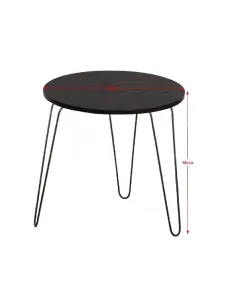 Măsuță portabilă RONIN, living/dormitor/birou, 48x48x48 cm, MDF cu finisaj stejar negru și metal | MobilaOK 2