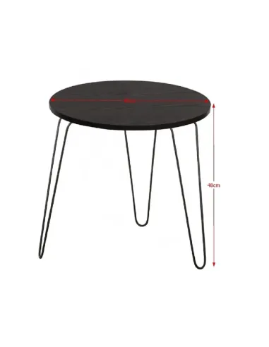 Măsuță portabilă RONIN, living/dormitor/birou, 48x48x48 cm, MDF cu finisaj stejar negru și metal | MobilaOK