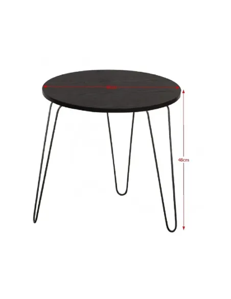 Măsuță portabilă RONIN, living/dormitor/birou, 48x48x48 cm, MDF cu finisaj stejar negru și metal | MobilaOK