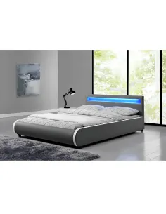 Pat DULCEA dormitor 180x200, PAL cu piele ecologică, iluminare RGB LED | MobilaOK 2