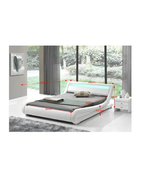 Pat, FILIDA, dormitor, 160x200, PAL melaminat și piele ecologică | MobilaOK