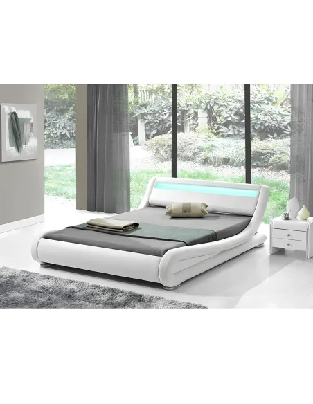 Pat, FILIDA, dormitor, 160x200, PAL melaminat și piele ecologică | MobilaOK