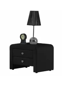 Noptieră WILSON, dormitor, 50x38x37 cm, Piele eco, negru | MobilaOK 2