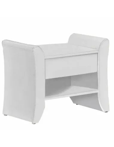 Noptieră BOLTON pentru dormitor, 47x37x44 cm, piele ecologică albă | MobilaOK