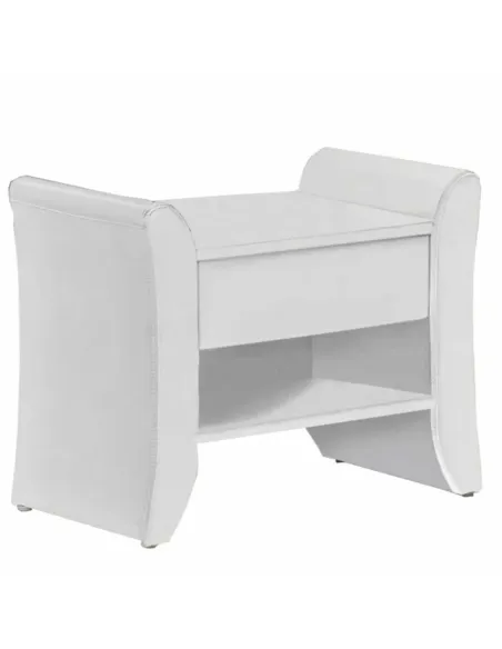 Noptieră BOLTON pentru dormitor, 47x37x44 cm, piele ecologică albă | MobilaOK