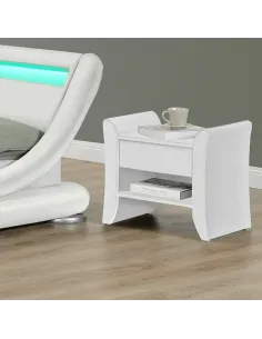 Noptieră BOLTON pentru dormitor, 47x37x44 cm, piele ecologică albă | MobilaOK 2