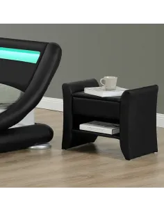 Noptieră BOLTON pentru dormitor, 47x37x44 cm, piele eco neagră | MobilaOK 2