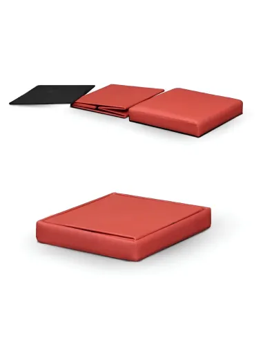Taburet pliabil, TELA NEW, living/dormitor/birou, 40x40x37 cm, piele eco roșie | MobilaOK