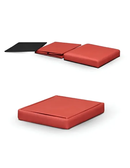 Taburet pliabil, TELA NEW, living/dormitor/birou, 40x40x37 cm, piele eco roșie | MobilaOK