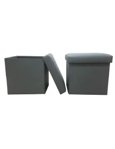 Taburet pliabil TELA NEW, living/hol, 40x40x37 cm, piele eco gri | MobilaOK
