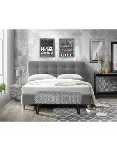 Taburet pliabil MARLO, living/bucătărie/birou, 38x38x38 cm, material textil modelat gri/alb | MobilaOK