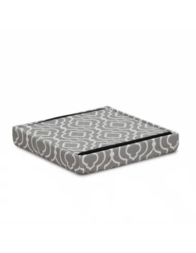 Taburet pliabil MARLO, living/bucătărie/birou, 38x38x38 cm, material textil modelat gri/alb | MobilaOK