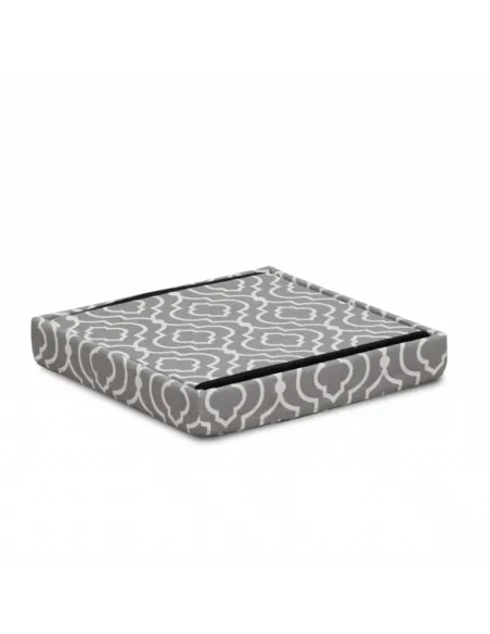 Taburet pliabil MARLO, living/bucătărie/birou, 38x38x38 cm, material textil modelat gri/alb | MobilaOK