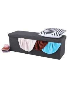 Taburet pliabil UMINA, gri, cu stocare, 114x38x38 cm, textil | MobilaOK 2