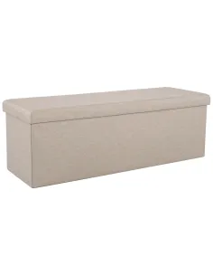 Taburet UMINA, pliabil cu stocare, living/hol, 114x38x38 cm, textil bej | MobilaOK