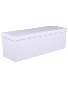Taburet pliabil, ZAMIRA, living/hol, 114x38x38 cm, Piele eco, alb | MobilaOK