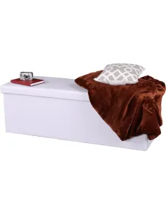 Taburet pliabil, ZAMIRA, living/hol, 114x38x38 cm, Piele eco, alb | MobilaOK 2