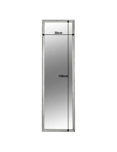 Oglindă MALKIA TYP 3 pentru hol/dormitor, 38x128 cm, ramă lemn argintie | MobilaOK