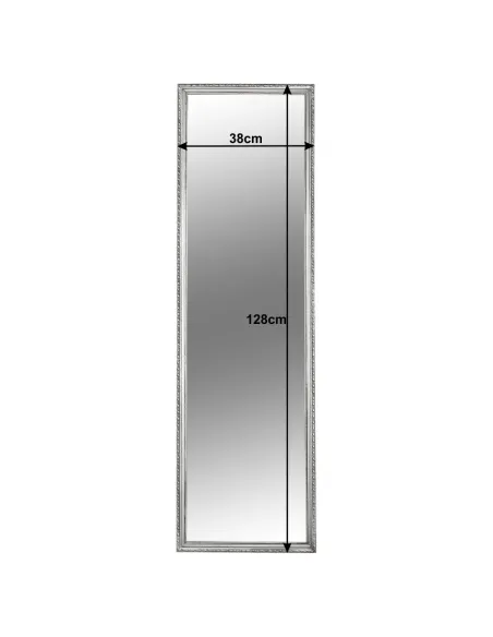 Oglindă MALKIA TYP 3 pentru hol/dormitor, 38x128 cm, ramă lemn argintie | MobilaOK