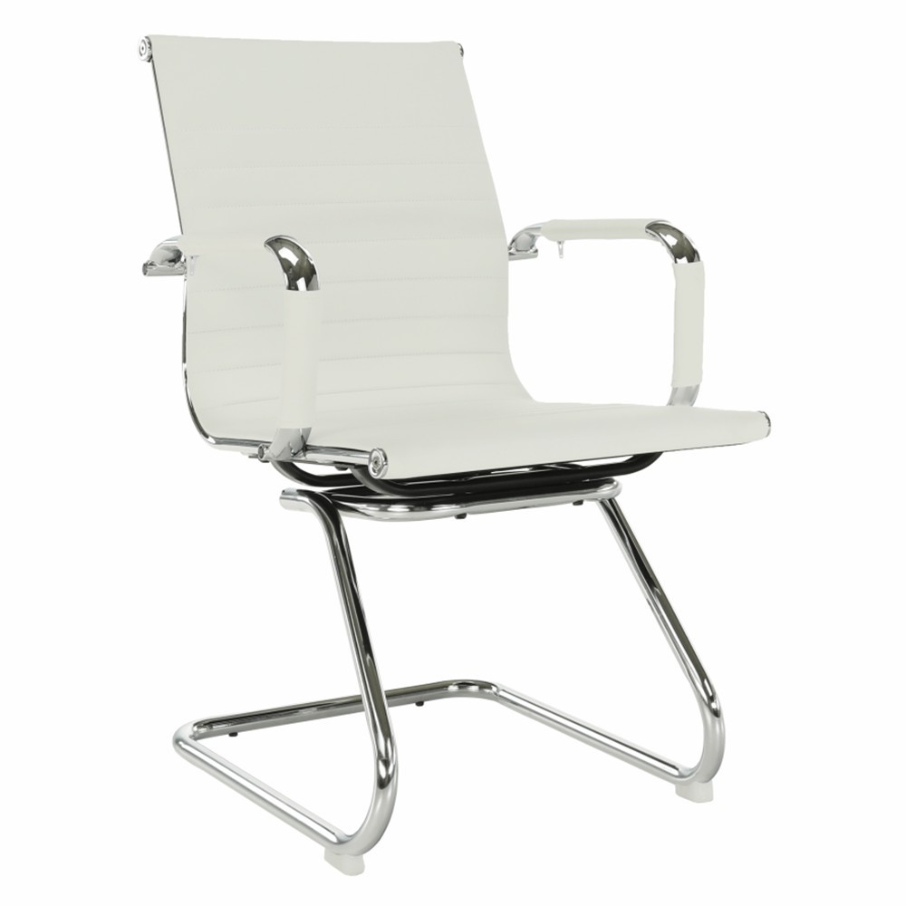 Scaun de şedinţă, alb, AZURE 2 NEW TYP 2 din Piele ecologică L54,5 x P62,5 x H90,5 cm  MobilaOK