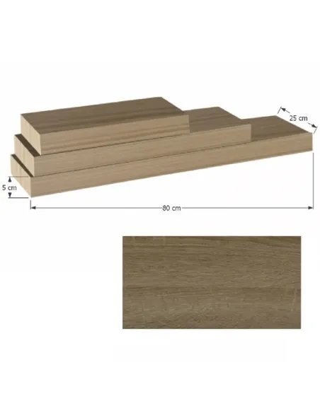 Poliţă GANA, living/hol/dormitor, 80x25 cm, MDF stejar trufă | MobilaOK
