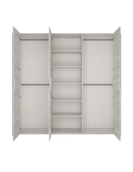 Set Dormitor ANGEL, dormitor, dulap 220x60x207.5 cm, pat 160x200 cm, noptiere, PAL melaminat alb craft | MobilaOK