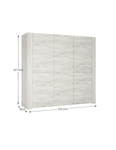 Set Dormitor ANGEL, dormitor, dulap 220x60x207.5 cm, pat 160x200 cm, noptiere, PAL melaminat alb craft | MobilaOK