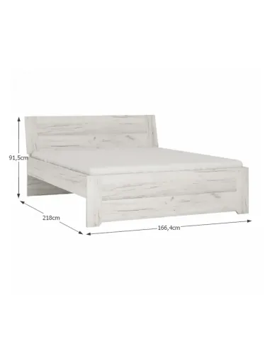 Set Dormitor ANGEL, dormitor, dulap 220x60x207.5 cm, pat 160x200 cm, noptiere, PAL melaminat alb craft | MobilaOK