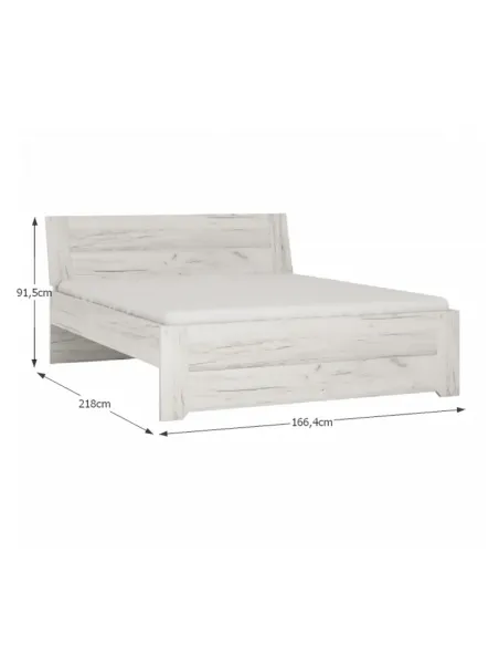Set Dormitor ANGEL, dormitor, dulap 220x60x207.5 cm, pat 160x200 cm, noptiere, PAL melaminat alb craft | MobilaOK