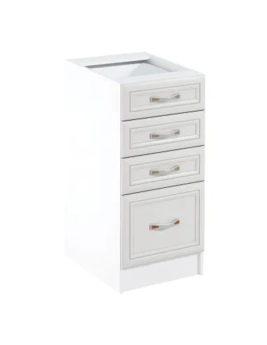 Dulap inferior D40S4 cu 4 sertare, alb/pin Andersen, SICILIA | MobilaOK
