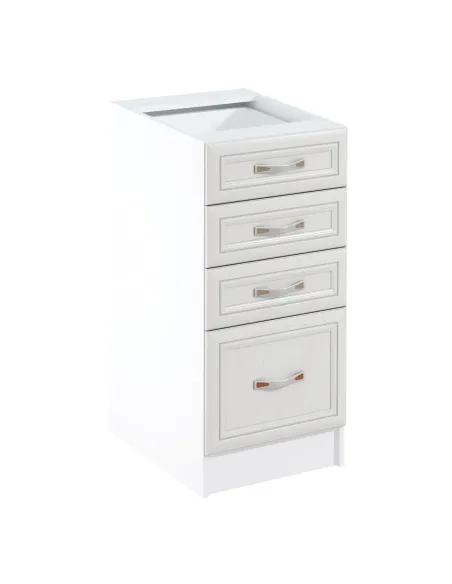 Dulap inferior D40S4 cu 4 sertare, alb/pin Andersen, SICILIA | MobilaOK