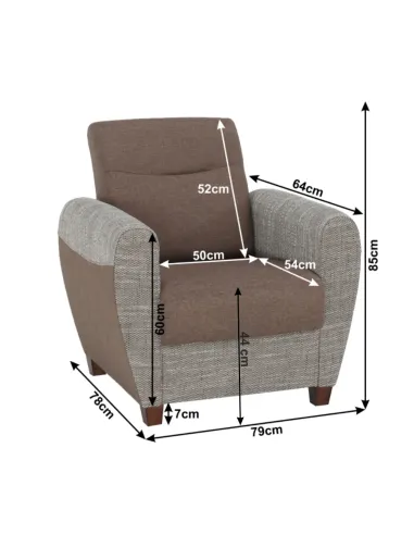 Fotoliu MILO, living/birou, 79x78x85 cm, textil, 90 kg | MobilaOK