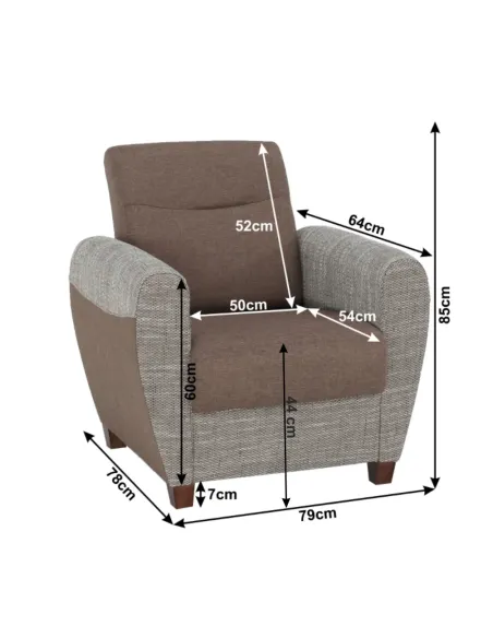 Fotoliu MILO, living/birou, 79x78x85 cm, textil, 90 kg | MobilaOK