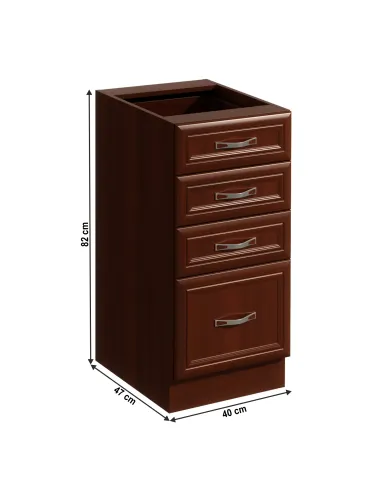 Dulap inferior D40S4 cu 4 sertare, nuc Milano, SICILIA | MobilaOK