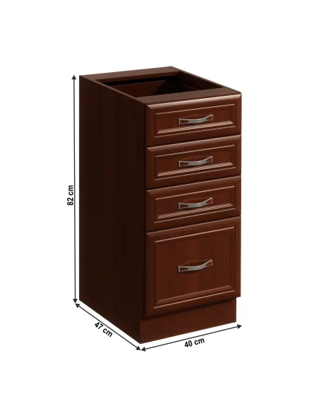 Dulap inferior D40S4 cu 4 sertare, nuc Milano, SICILIA | MobilaOK