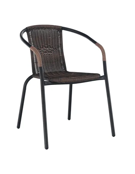 Scaun stivuibil DOREN, living/terasă, 53x72x63 cm, Răchită sintetică și metal | MobilaOK