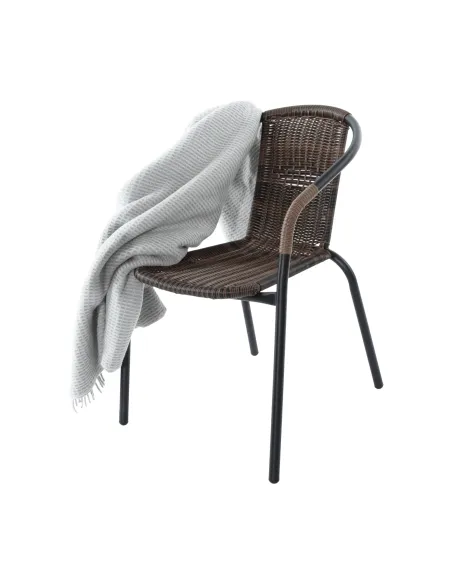 Scaun stivuibil DOREN, living/terasă, 53x72x63 cm, Răchită sintetică și metal | MobilaOK