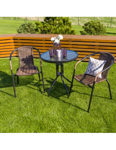 Scaun stivuibil DOREN, living/terasă, 53x72x63 cm, Răchită sintetică și metal | MobilaOK