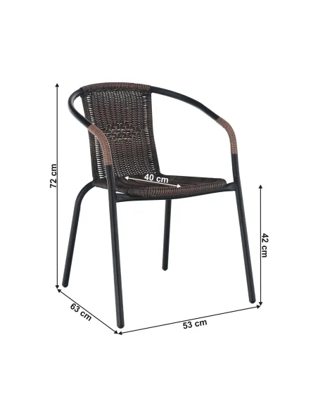 Scaun stivuibil DOREN, living/terasă, 53x72x63 cm, Răchită sintetică și metal | MobilaOK