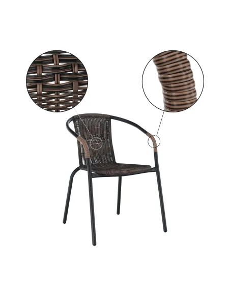Scaun stivuibil DOREN, living/terasă, 53x72x63 cm, Răchită sintetică și metal | MobilaOK