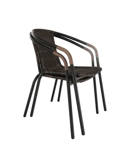 Scaun stivuibil DOREN, living/terasă, 53x72x63 cm, Răchită sintetică și metal | MobilaOK
