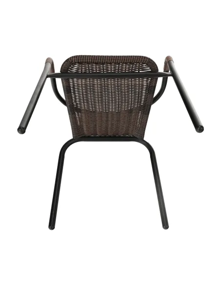 Scaun stivuibil DOREN, living/terasă, 53x72x63 cm, Răchită sintetică și metal | MobilaOK