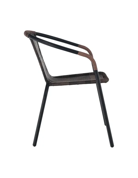 Scaun stivuibil DOREN, living/terasă, 53x72x63 cm, Răchită sintetică și metal | MobilaOK