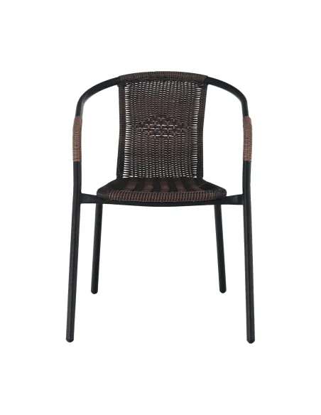 Scaun stivuibil DOREN, living/terasă, 53x72x63 cm, Răchită sintetică și metal | MobilaOK
