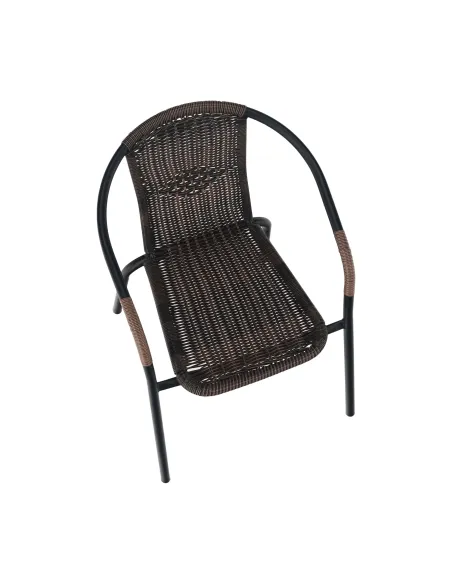 Scaun stivuibil DOREN, living/terasă, 53x72x63 cm, Răchită sintetică și metal | MobilaOK