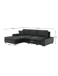 Colţar TRAMP, dormitor, 257x180x83 cm, textil si piele ecologică | MobilaOK 2